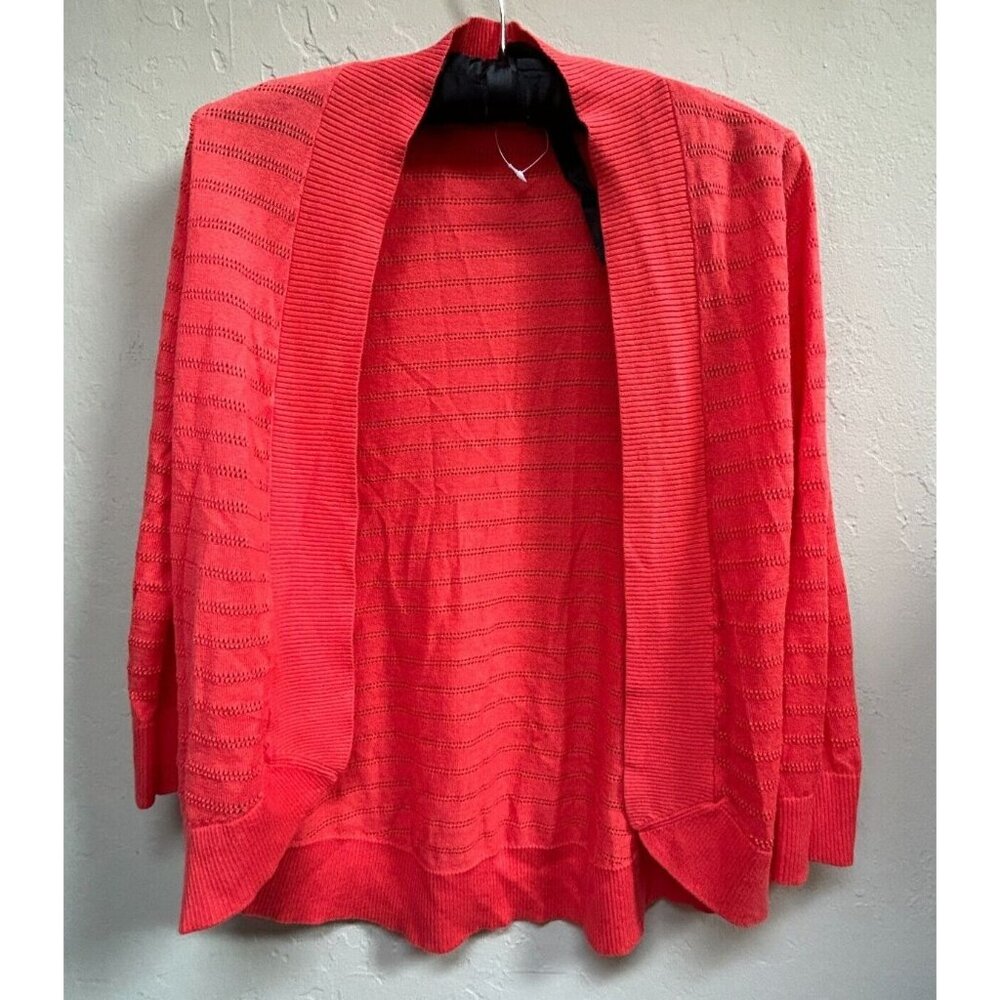Tommy Bahama Womens Open Front Textured Knit Cardigan Sweater XS Orange Casual